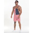 thumbnail image 4 of American Flag Overalls Bib Denim Shorts Jean Romper Casual Workout Summer Adjustable Strap Jumpsuit for Men Women, 4 of 5