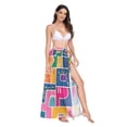 thumbnail image 2 of FORMRS Womens Long Sarong Beach Wrap Semi-Sheer Bikini Skirt Bathing Swimsuit Cover Up, Art Map, 2 of 7