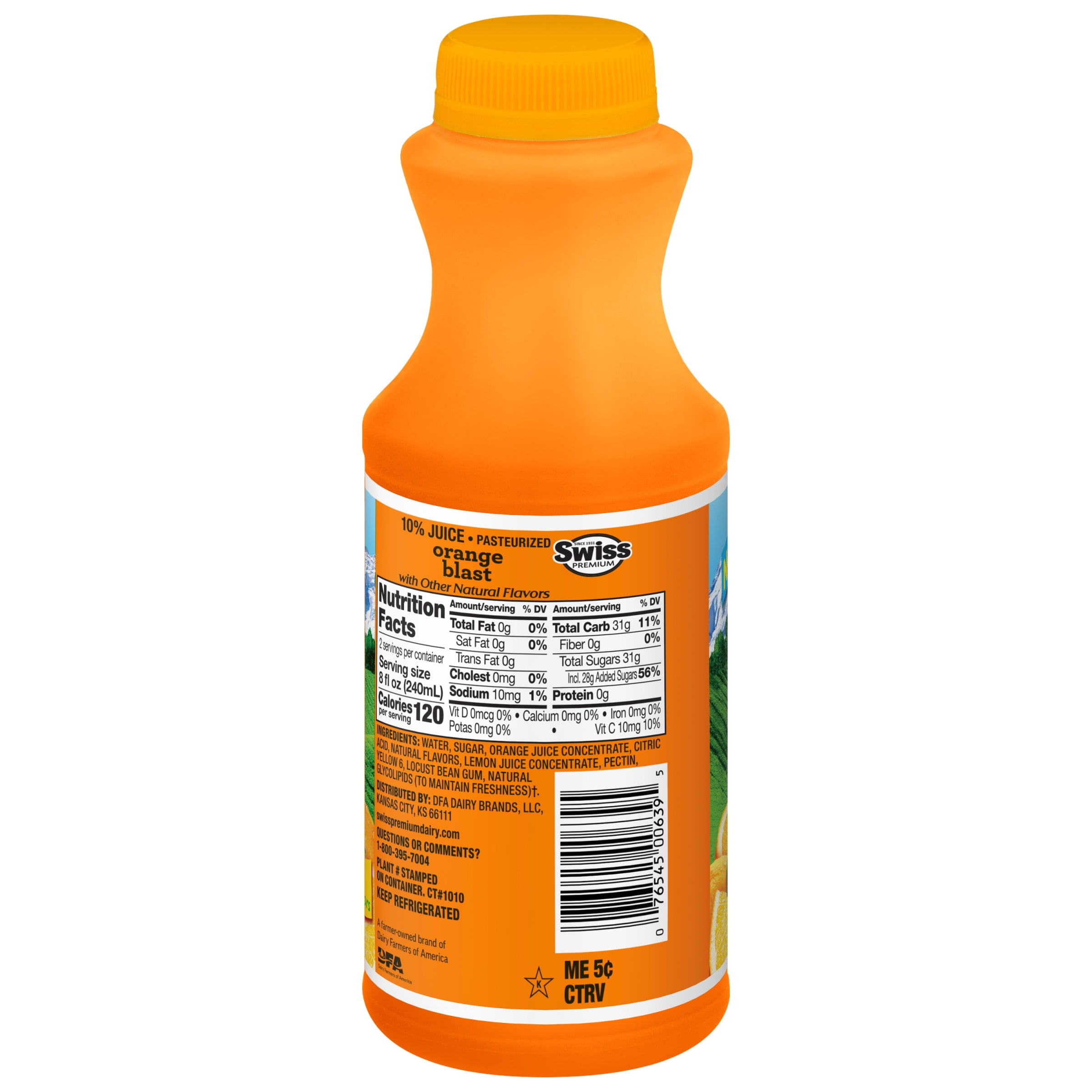 Swiss Premium Orange Blast Drink - 1 Pint Plastic Bottle