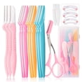 thumbnail image 1 of 12 piezas de afeitar de cejas afeitadoras faciales para mujeres recortadoras exfoliantes moldeador de cejas para mujeres depilación de pelusa de melocotón afeitadoras faciales Dermaplane Glow Razor, 1 of 5
