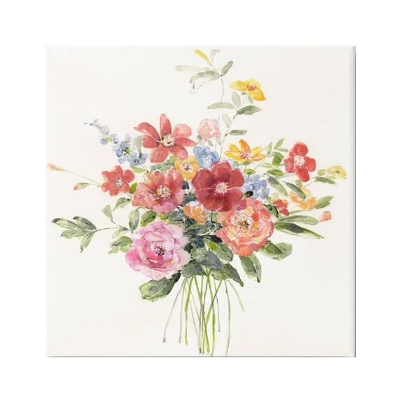 Stupell Industries Mixed Blooming Flowers Botanical & Floral Painting Gallery Wrapped Canvas Art Print Wall Art, 17 x 17