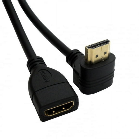 JSER Up Angled 90 Degree Connector HDMI 1.4 with Ethernet 3D Type A male to A female Extension Cable 0.5m