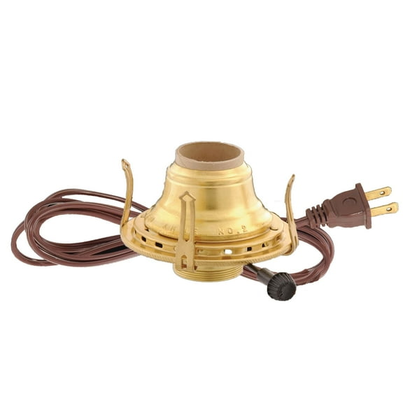Lehman's Brass #2 Electric Converter Burner for Oil Lamps with Brown Cord