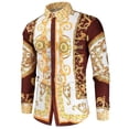 thumbnail image 4 of SWSMCLT Men's Long Sleeve Vintage Top Floral Printed Dress Shirt Soft Button Down ShirtCasual Fitted Fall Shirts Coffee X-Large, 4 of 4