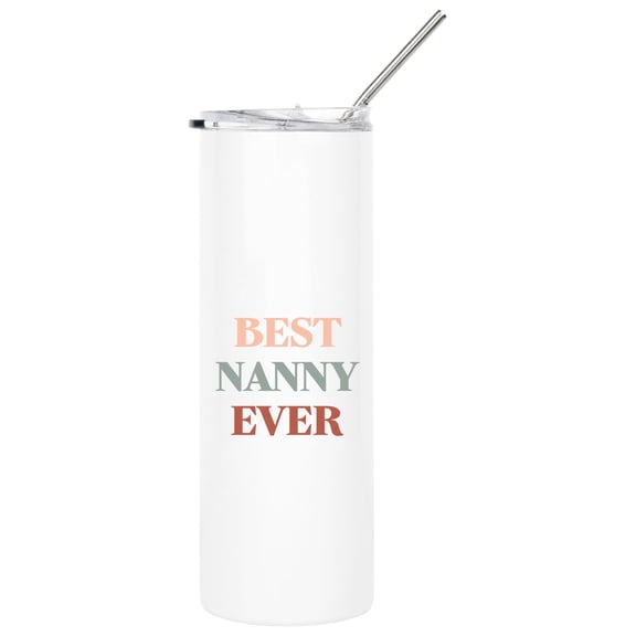Koyal Wholesale Mother's Day Skinny Tumbler with Lid and Straw, Best Nanny Ever Stainless Steel Insulated Tumbler