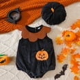 thumbnail image 2 of WIBACKER Newborn Baby Boys Girls Halloween Pumpkin Hooded Costume Infant Sleeveless Romper & Hat Costumes Set Photo Shoot Costumes, 2 of 9