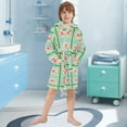 thumbnail image 5 of FORMRS Niños Bathrobe Unisex Hooded Robe Soft Plush Pajamas Sleepwear, Size 7-9T, Green Blossom Mosaic, 5 of 7