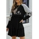 thumbnail image 1 of ABPHQTO Minivestido negro de mujer con manga larga a rayas y corazón de leopardo BE Kind, 1 of 5