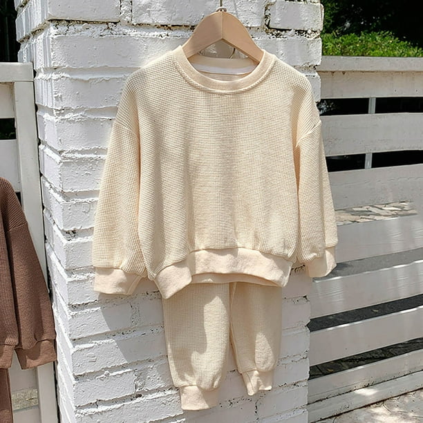 Conjuntos de blusas y camisas de cuello redondo y manga larga para niños y niñas, sudaderas de manga larga, sudaderas de manga larga, conjunto de top y pantalón para conjuntos deportivos casuales, con