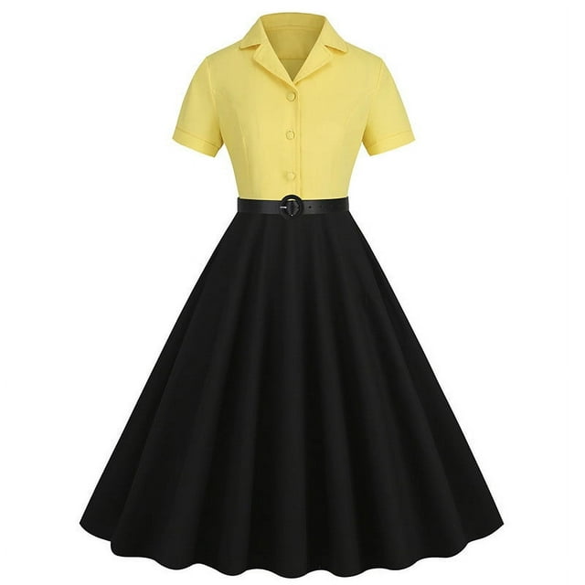 QIPOPIQ Robes de Vacances pour Femmes Manches Courtes Robe Vintage Tendance Col en V Robe d'Été Unie Offres 2023