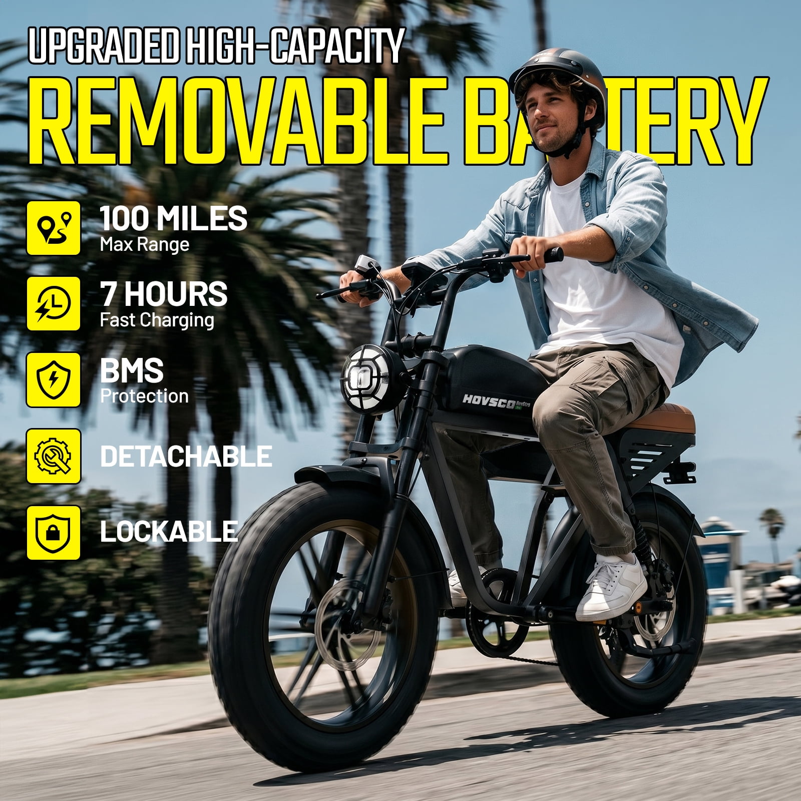 HOVSCO Electric Bike for Adults, 750W Motor, 48V 25AH 7-Speed E-Bike, 20'' Fat Tire E-Mountain Bike, Full Suspension UL2849