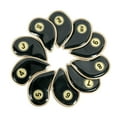 thumbnail image 4 of 10 Pieces Golf Iron Headcover Set Golf Club Head Cover Anti Scratch Golf Cue Protector with Number Tag Sticky Waterproof Golfer Equipment Black, 4 of 8