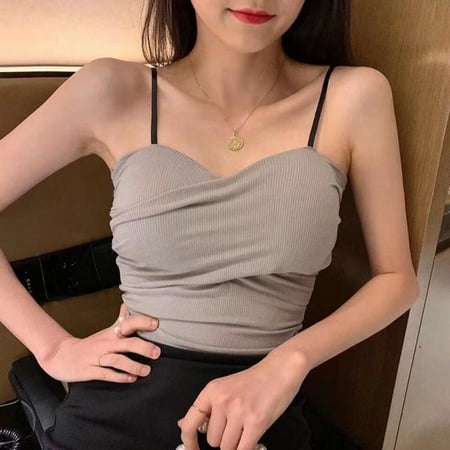 

Summer Sexy Spaghetti Straps Wrapped Camisoles Women Streetwear Sleeveless Slim Crop Camis