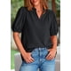 thumbnail image 5 of Remera PRETTYGARDEN Cuello en V Manga Abullonada Algodón Negra XL, 5 of 8