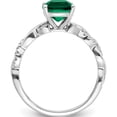 thumbnail image 2 of Sterling Silver Rhodium-Plated Created Emerald And Diamond Ringsize 8 (Width 1.75 To 3) - Jbsp, 2 of 5