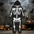 thumbnail image 4 of Vividxx Family Matching Pajamas Boys Girls Halloween Parent Child Outfit White Skeleton Hooded Zipper Home Jumpsuit For Kids Party 7-8 Years, 4 of 6