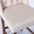 thumbnail image 6 of Fabric Counter 27” Height Bar Chair Stool Kitchen Dining Chairs with Nailhead Trim Wooden Legs Button Tufted Decor Upholstered Chairs(Beige,Set of 2), 6 of 8
