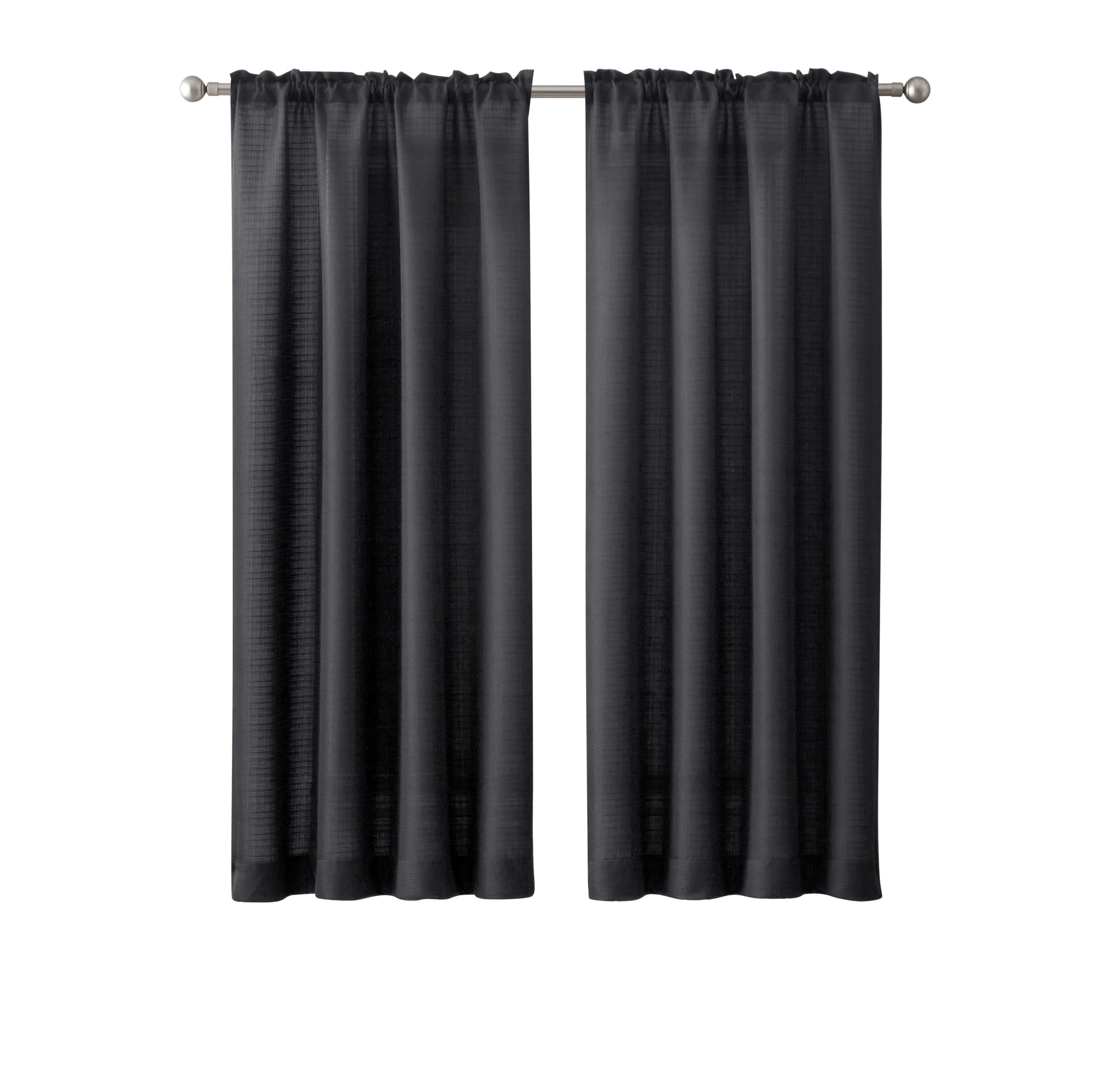 Mainstays Bennett Textured Curtain, Black 63 inch, Set of (2)