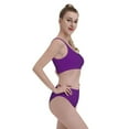 thumbnail image 4 of Daiia Purple printed 2 piece Swimsuit Bikinis for Women High Waisted Racerback Bathing Suits Summer Tummy Control Scoop Neck Swimwear-X-Large, 4 of 8