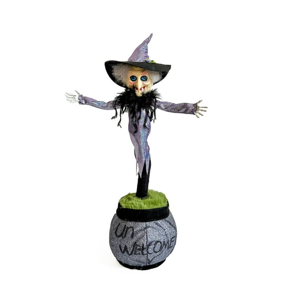Halloween Animatronics Decoration,Sound Activated Scary Rotating Witches with Spooky Sounds for Home,Yard,Patio,Haunted House Decor,Animated Dancing Witch on Cauldron Props