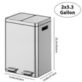 thumbnail image 3 of EastVita 40L Stainless Steel Trash Can - 2 Separate Bins with Removable Liners Soft-Close Lid and Foot Pedal - Kitchen Recycling/Waste System, 3 of 6
