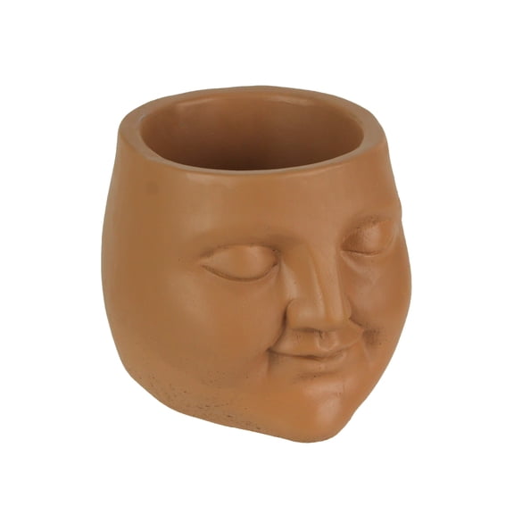 Mayrich Adorable Sleepy Face Concrete Head Mini Planter 4.5 inches High - Orange