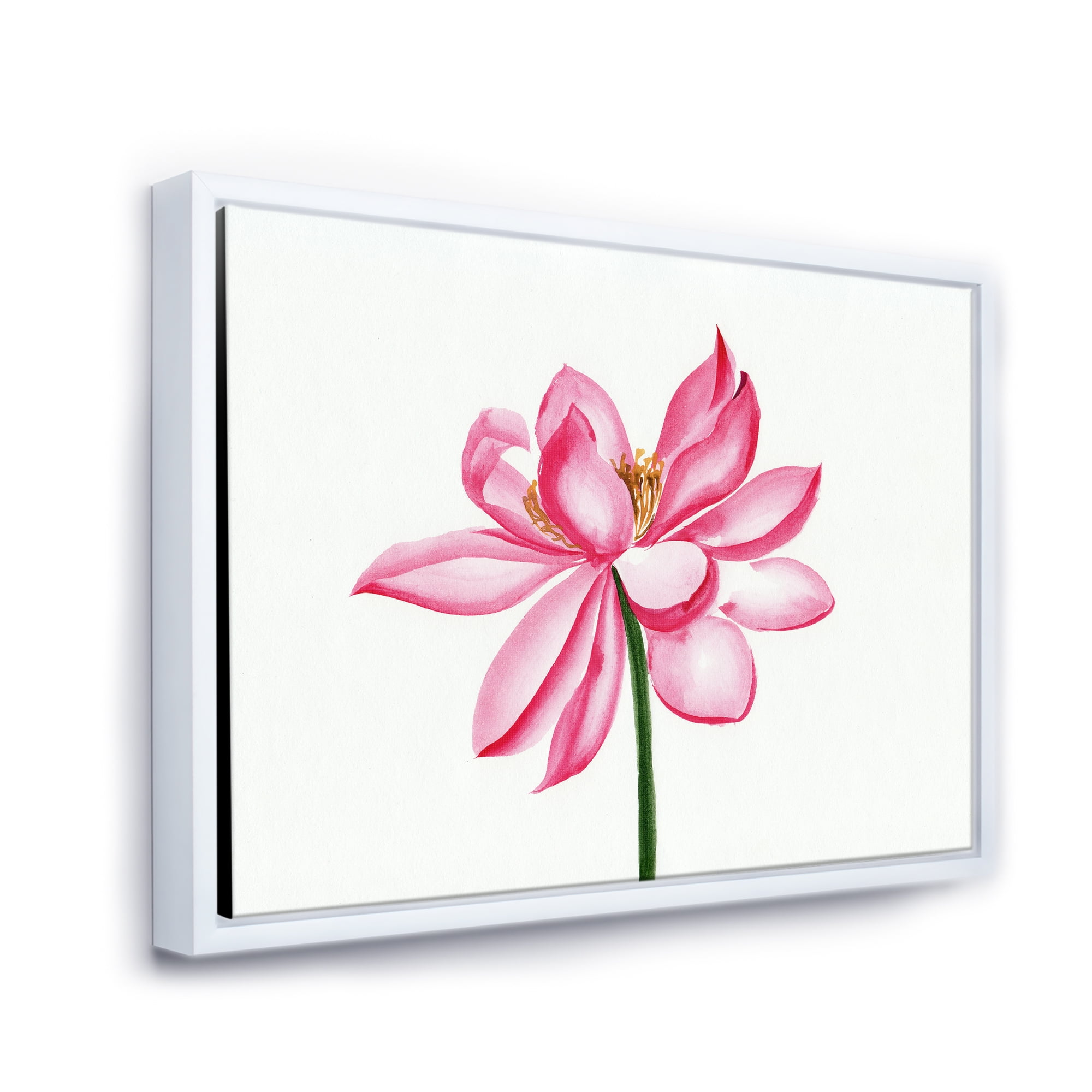Designart 'Ancient Detail of A Pink Lotus' Traditional Framed Canvas Wall Art Print