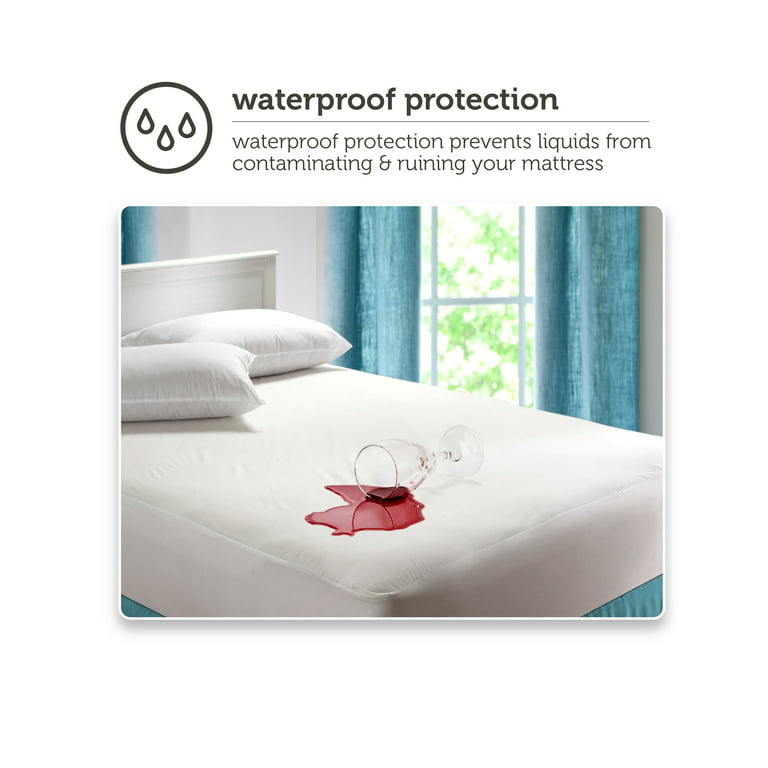 Mattress Protector Waterproof Breathable Sheet with Straps Fitted Bed Cover, Twin, by Ambesonne, White