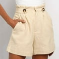 thumbnail image 2 of Aayomet Biker Shorts Women Women's Solid High Waisted Wide Leg Casual Pleated Shorts with Pocket,Beige XXL, 2 of 4