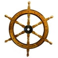 thumbnail image 3 of Wheel Ship Handcrafted Nautical – 24 Inches Vintage Wooden Steering Wheel – Maritime Décor – Premium Natural Wood with Brass Hub – Rustic Boat Wheel for Wall Hanging, Home, Office, and Bar Decoration, 3 of 9