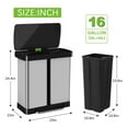 Kitchen Trash Can 16 Gallon/ 60L Stainless Steel Dual Trash Can with