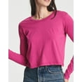 thumbnail image 3 of Real Essentials 4 Pack: Women's Cotton Long Sleeve Crew Crop Top - Casual Cropped T-Shirt (Available In Plus Size), 3 of 6