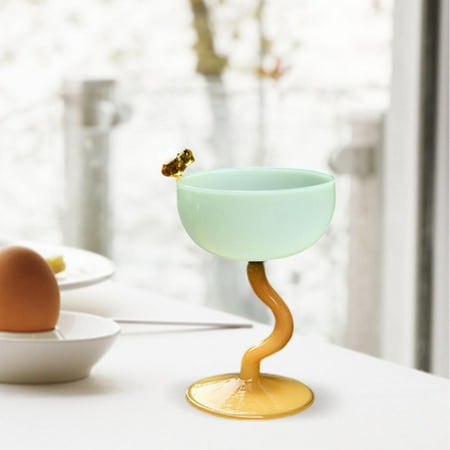 

Ice Cream Bowls Colored Glass Small Heat Resistant Footed Stemware Goblet Yogurt Cups for Birthday Pudding Fruits Iced Tea Parfait Green Yellow Base