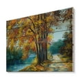 thumbnail image 2 of Designart 'Abstract Trees In Warm Autumn Colors By Bright Blue River' Traditional Print on Natural Pine Wood, 2 of 5
