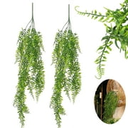 Spencer 2 Pack Artificial Hanging Plants Fern Vine, Fake Ivy Leaves Decoration Faux Greenery Decor for Wall Home Bedroom Kitchen Balcony Garden Party