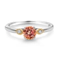 thumbnail image 2 of Gem Stone King 925 Sterling Silver and 10K Yellow Gold Ecstasy Mystic Topaz and White Lab Grown Diamond 3 Stone Engagement Ring for Women (1.03 Cttw, Round Gemstone November Birthstone, Size 5), 2 of 4