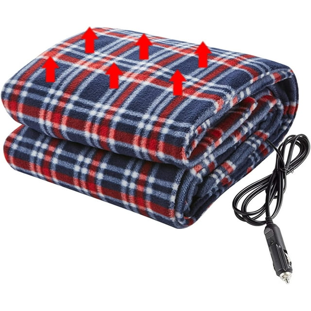 Big Hippo Electric Car Blanket, Heated 12-Volt Polar Fleece Electric Blanket Travel Throw for Car, Truck, SUV, RV - Great for Winter, Home, Road Trip and Camping Use (58"x41")