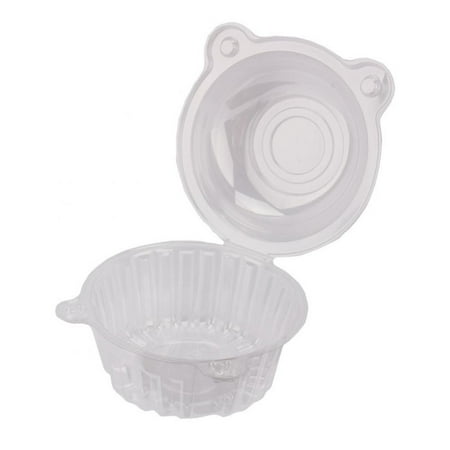Amber Ice Glass Bowl - 100pcs Single Clear Plastic Cupcake Box Bowl, Disposable Domes Fruit Dessert Cups Boxes Pods, Portable Cake/ Dessert /Ice Cream Cases Plastic Holders