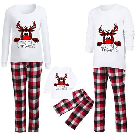 

JBEELATE Matching Family Pajamas Sets Christmas PJ s Holiday Christmas Cow Printed Sleepwear with Plaid Pants for Adult and Kids