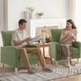 thumbnail image 2 of Single Sofa Armchair(Set of 2) — Upholstered Lounge Seat with Removable Pillow and Sturdy Wood Legs, Green, 2 of 9