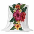 thumbnail image 6 of Pink Red Yellow Hibiscus Blanket Soft Cozy Warm Throw Blanket for Couch, Plush Fuzzy Flannel Fleece Blankets for Sofa, Farmhouse Tropical Floral Bed Blankets Lightweight Gifts for Women, 40"x50", 6 of 9