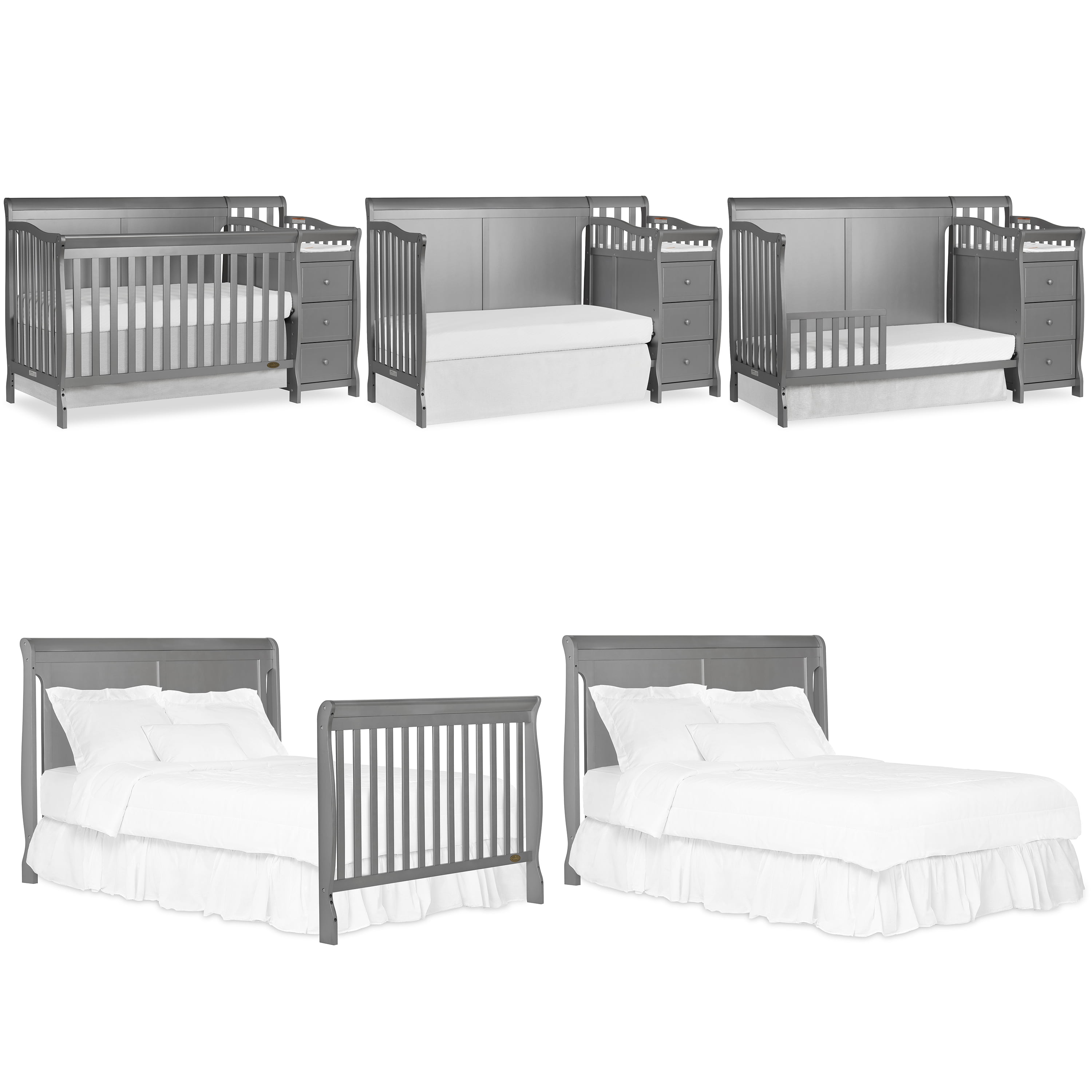 Dream On Me 5 in 1 Brody Full Panel Convertible Crib in Storm Grey