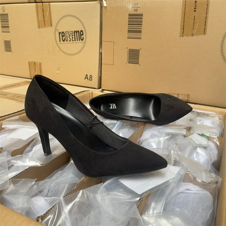 

Foreign trade women‘s shoes za classic stiletto heel work shoes Spanish comfortable suede pointed high heels single-layer shoes