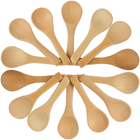 ACDANC Wooden Spoons Mini Nature Spoons Wood Honey Teaspoon Cooking Condiments Spoons for Kitchen Seasoning Oil Coffee Tea Sugar