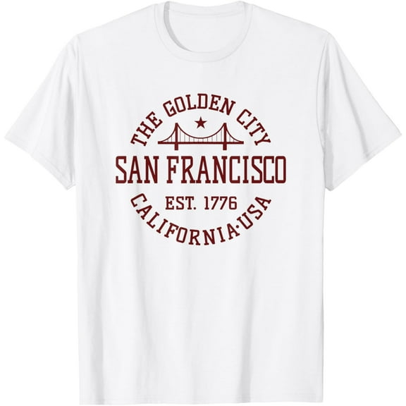 Simple Fit Retro San Francisco California Throwback Bridge Souvenir T-Shirt All Size S-5XL