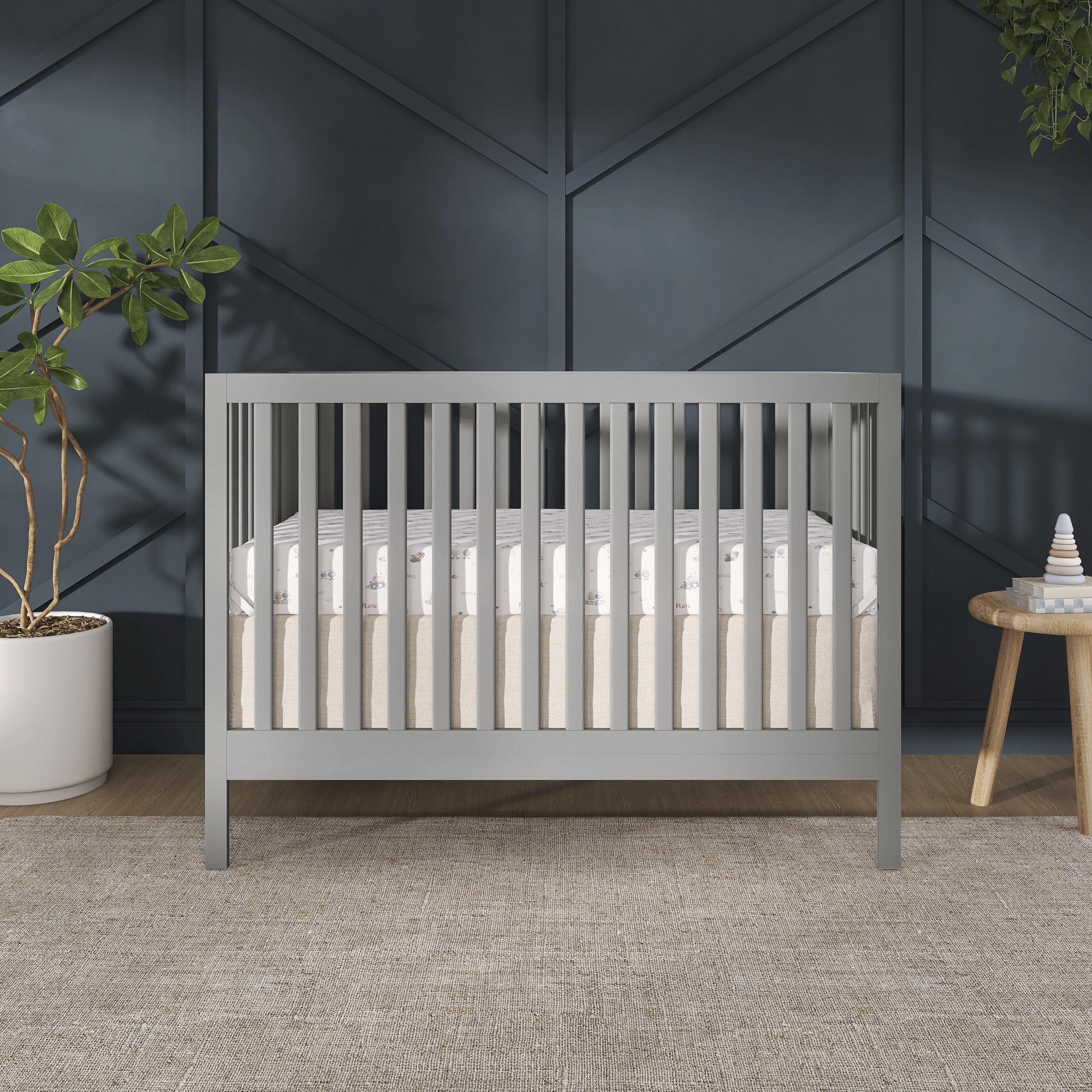 Dream On Me Synergy MOD 5-in-1 Convertible Crib, Converts from Baby Crib to Toddler Bed, Day Bed, Kids Bed and Full Size Bed, Three Adjustable Mattress Height Positions, Cool Gray