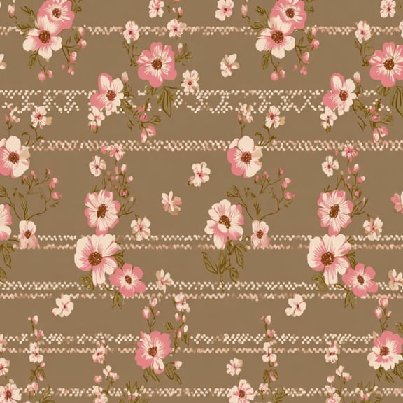 Peel and Stick Wallpaper Pink Floral Delicate Flowers Soft Brown vintage Wall Mural 23.6in x 9.8ft Self Adhesive Removable Wall Paper Renter Friendly Wallpaper for Girls Bedroom Nursery Livingroom