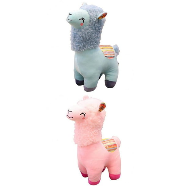 2 piezas de peluche de alpaca kawaii, almohada, muñeco de peluche, decoración de ropa de cama, regalo de cumpleaños 25 cm de color rosa