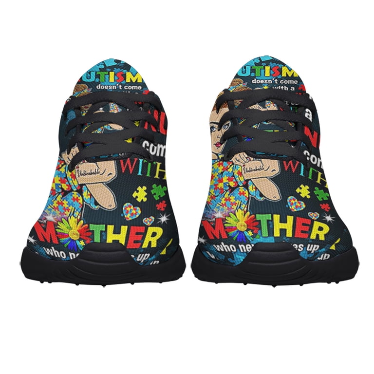 Autism Mom Never Gives Up Shoes Sneakers Black Size 4 - Walmart.com