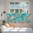 thumbnail image 4 of Brown Sea Turtle Coastal Tier Curtains, Teal Summer Beach Coral Nautical Light Filtering Kitchen Curtains, 2Pcs Rod Pocket Half Window Treatments Panels for Sink Cafe Cabinet Camper 27.5x36 Inches, 4 of 9